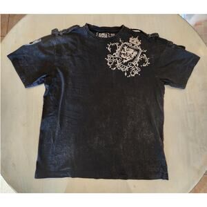 Kanji Men's T-Shirt SZ 2XL Embroidery Studs Y2K